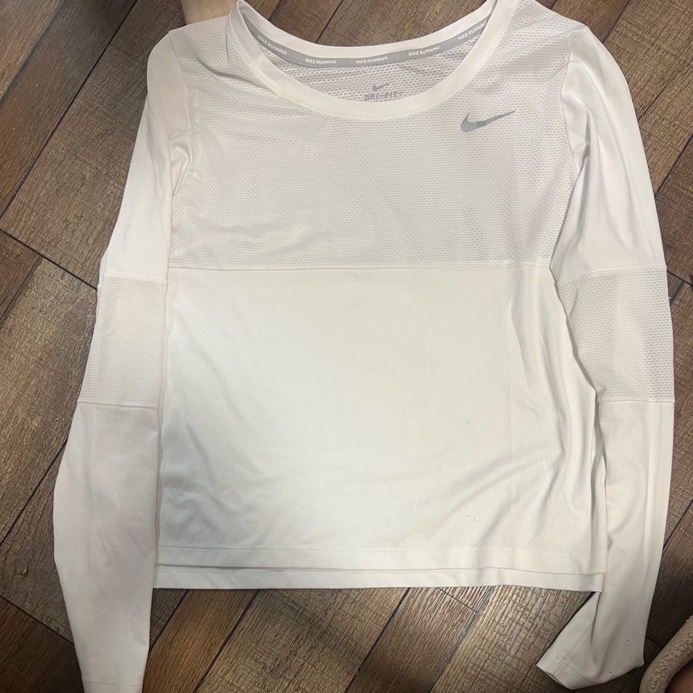 Nike White Long Sleeve Dri-FIT Top